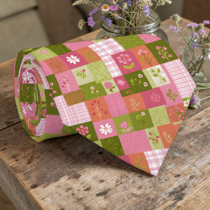 Farbenfrohes Patchwork-Muster individuell anpassba Krawatte