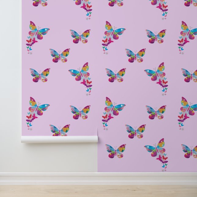 Farbenfrohes Patchwork-Schmetterlings-Design Tapete (Anwendung)