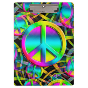 Farbenfrohes PEACE Nahtloses Muster + Ihre Ideen Klemmbrett