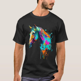 farbenfrohes Pferde-Design in Aquarell T-Shirt
