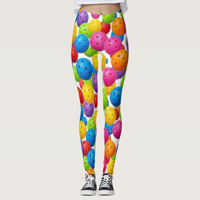 Farbenfrohes Pickleball-Muster Leggings (Vorderseite)
