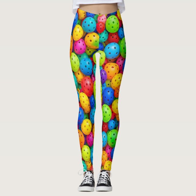 Farbenfrohes Pickleball-Muster Leggings (Vorderseite)