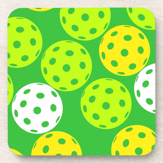 Farbenfrohes Pickleball-Set Untersetzer (Vorderseite)