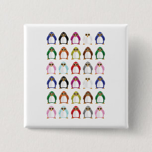 Farbenfrohes Pinguin-Muster Cute Kawaii Lustig Button