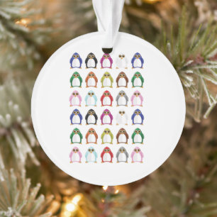 Farbenfrohes Pinguin-Muster Süße Kawaii-Feiertage Ornament