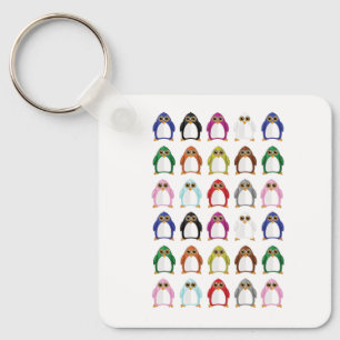 Farbenfrohes Pinguin-Muster Süßer Kawaii-Schlüssel Schlüsselanhänger