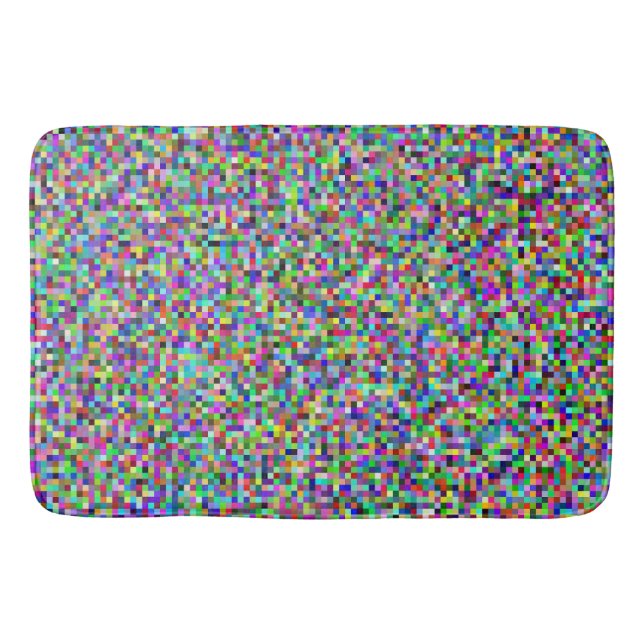 Farbenfrohes Pixelquadrat-Hintergrundmuster Badematte (Vorderseite)