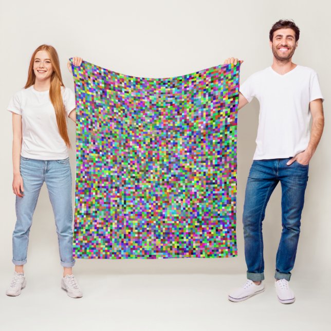 Farbenfrohes Pixelquadrat-Hintergrundmuster Fleecedecke (Beispiel)
