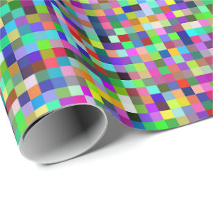 Farbenfrohes Pixelquadrat-Hintergrundmuster Geschenkpapier