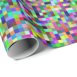 Farbenfrohes Pixelquadrat-Hintergrundmuster Geschenkpapier