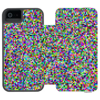 Farbenfrohes Pixelquadrat-Hintergrundmuster Incipio Watson™ iPhone 5 Geldbörsen Hülle