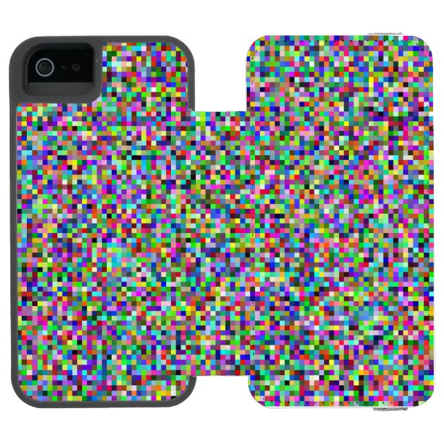 Farbenfrohes Pixelquadrat-Hintergrundmuster Incipio iPhone Geldbeutel-Hülle (Folio Geöffnet)