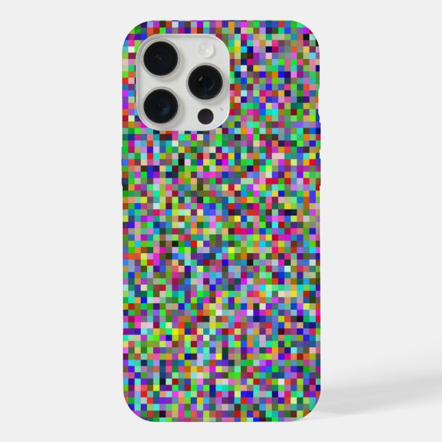 Farbenfrohes Pixelquadrat-Hintergrundmuster iPhone Hülle (Rückseite)