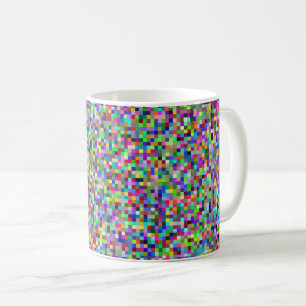 Farbenfrohes Pixelquadrat-Hintergrundmuster Kaffeetasse