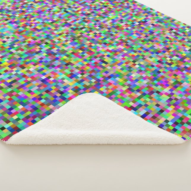 Farbenfrohes Pixelquadrat-Hintergrundmuster Sherpadecke (3/4)