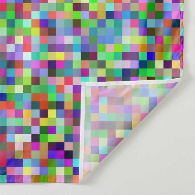 Farbenfrohes Pixelquadrat-Hintergrundmuster Wandteppich (Detail)