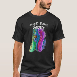 Farbenfrohes Pop-Porträt Basset Hound Hund Vater T-Shirt