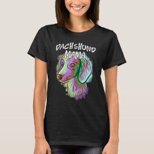 Farbenfrohes Pop-Porträt Dachshund-Hundemutter Mut T-Shirt