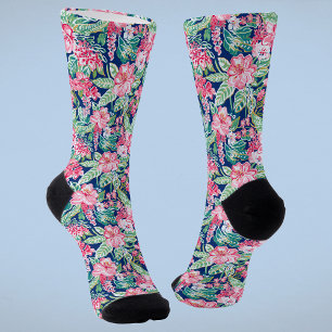Farbenfrohes Preppy-Tropen-Blumenmuster Socken