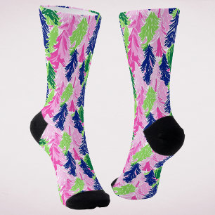 Farbenfrohes Preppy-Weihnachtsbaum-Muster Socken