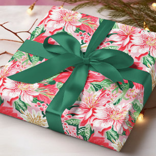 Farbenfrohes Preppy-Winter-Blumen-Weihnachtsmuster Geschenkpapier