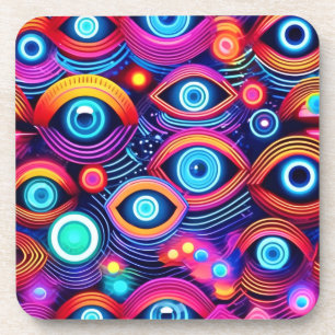 Farbenfrohes psychedelisches Augenmuster Getränkeuntersetzer