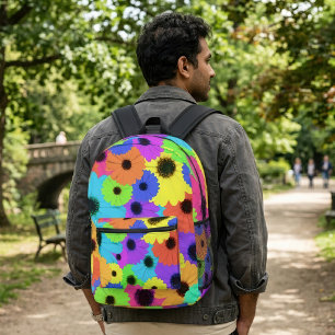 Farbenfrohes psychedelisches Gänseblümchen-Blumenm Bedruckter Rucksack