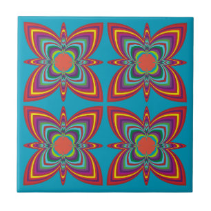 Farbenfrohes psychedelisches geometrisches Muster Fliese