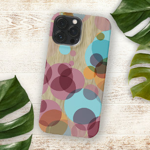Farbenfrohes Punkte-Kunstmuster auf falscher Holzm iPhone 16 Pro Max Hülle