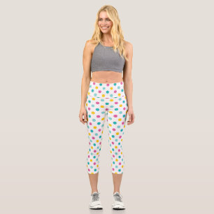 Farbenfrohes Punkte Nahtloses Muster Capri Leggings