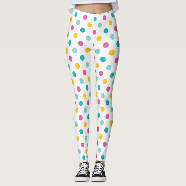 Farbenfrohes Punkte Nahtloses Muster Leggings (Vorderseite)