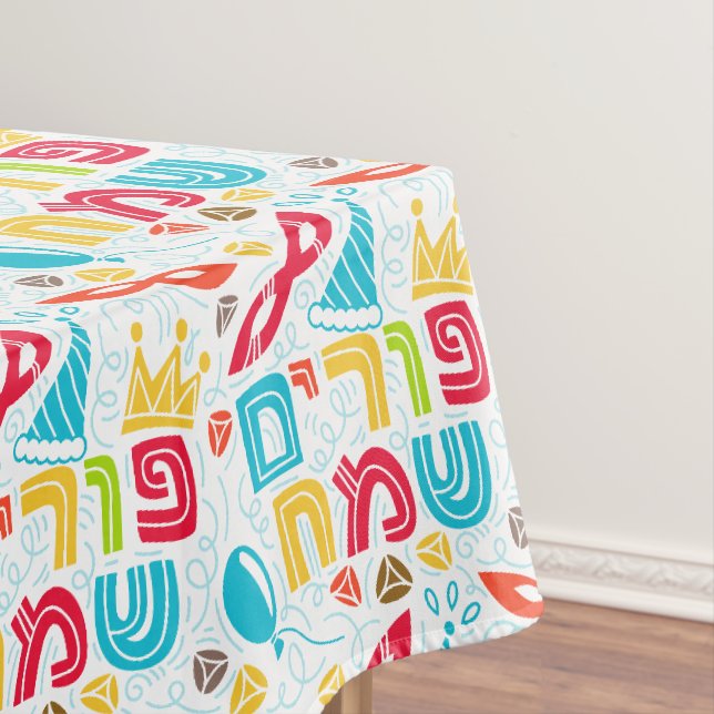 Farbenfrohes Purim Tischdecke (Beispiel)