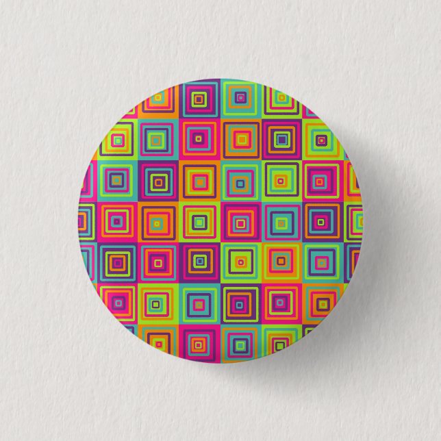 Farbenfrohes Quadratmuster Button (Vorderseite)