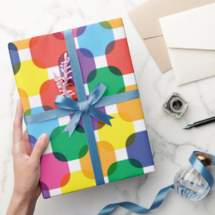 Farbenfrohes Quadratmuster Geschenkpapier