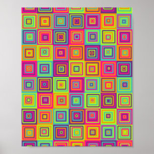 Farbenfrohes Quadratmuster Poster
