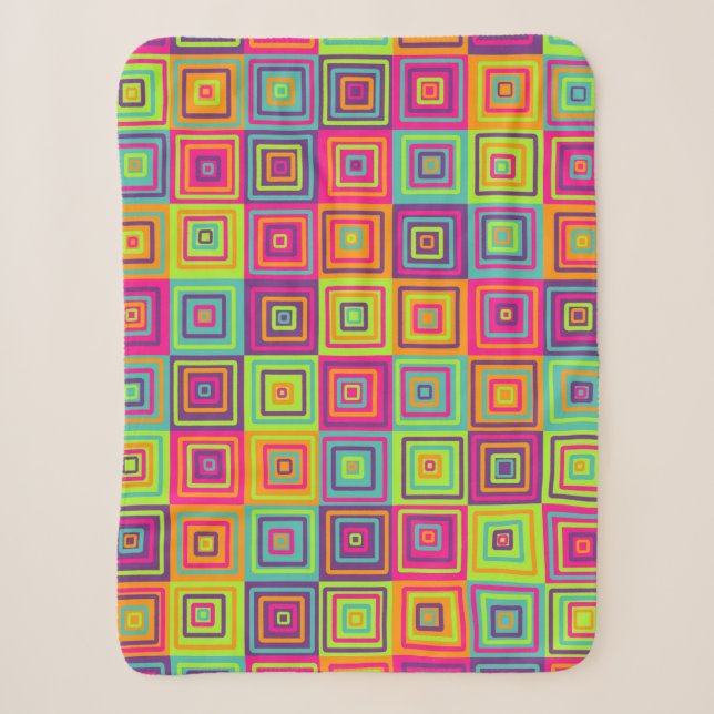 Farbenfrohes Quadratmuster Sherpadecke (Vorderseite)