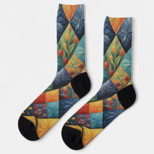 Farbenfrohes Quiltmuster - Quiltliebhaber Socken