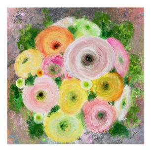 Farbenfrohes Ranunculus-Blumenstrauß-Poster Poster