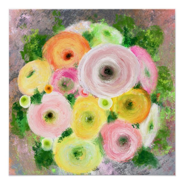 Farbenfrohes Ranunculus-Blumenstrauß-Poster Poster (Vorderseite)