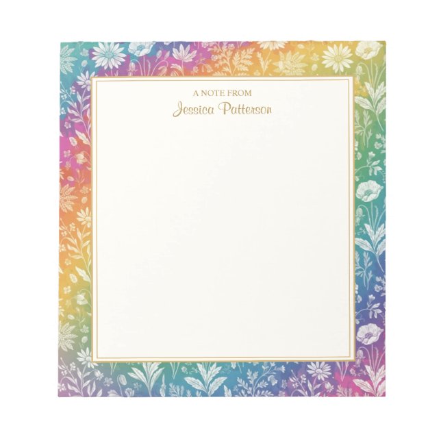 Farbenfrohes Regenbogen-Blumenmuster Custom Notizblock (Vorderseite)