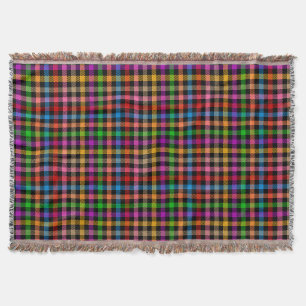 Farbenfrohes Regenbogen-Gingham-Karo-Design - Schw Decke