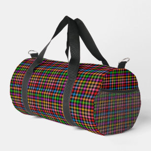 Farbenfrohes Regenbogen-Gingham-Karo-Design - Schw Duffle Bag