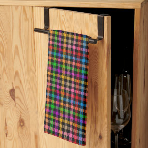Farbenfrohes Regenbogen-Gingham-Karo-Design - Schw Geschirrtuch