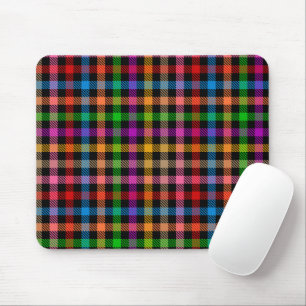 Farbenfrohes Regenbogen-Gingham-Karo-Design - Schw Mousepad