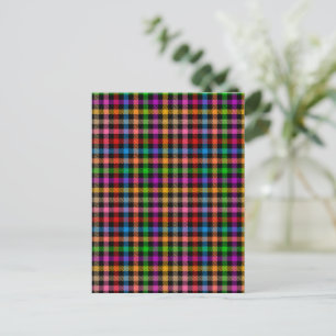 Farbenfrohes Regenbogen-Gingham-Karo-Design - Schw Postkarte