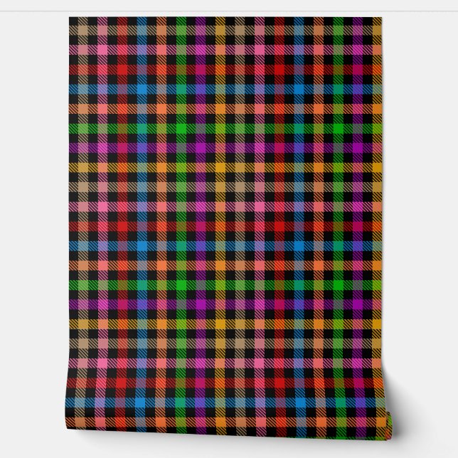 Farbenfrohes Regenbogen-Gingham-Karo-Design - Schw Tapete (Abrollen)