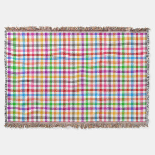 Farbenfrohes Regenbogen-Gingham-Karo-Design - Weiß Decke