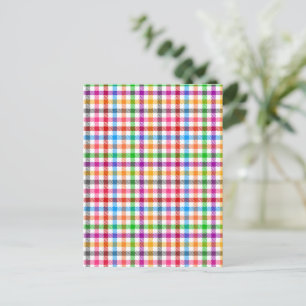 Farbenfrohes Regenbogen-Gingham-Karo-Design - Weiß Postkarte
