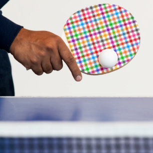 Farbenfrohes Regenbogen-Gingham-Karo-Design - Weiß Tischtennis Schläger