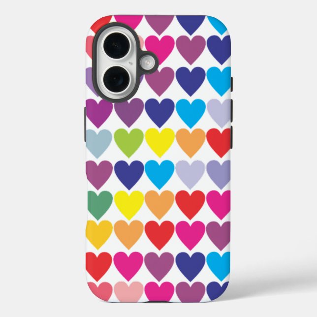 Farbenfrohes Regenbogen-Herzen-Muster Case-Mate iPhone Hülle (Rückseite)